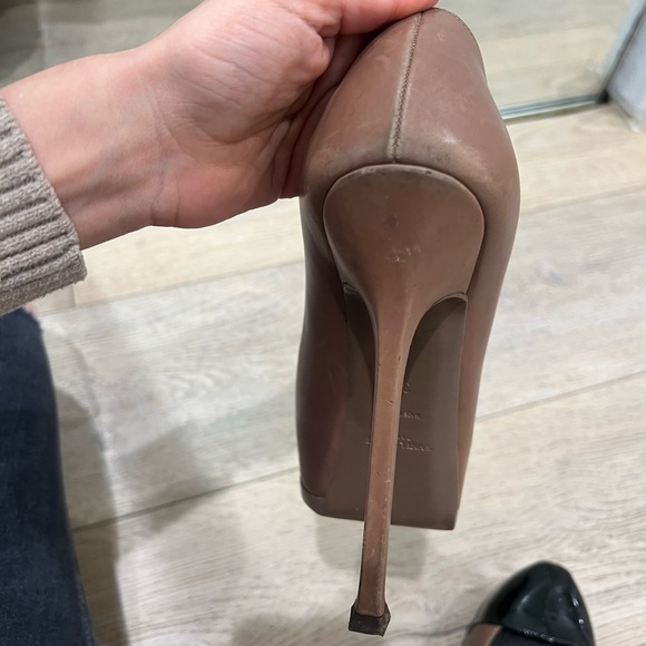 Saint Laurent Brown & Black Leather Tribtoo Platform Pumps Size 37 - Picture 3 of 11